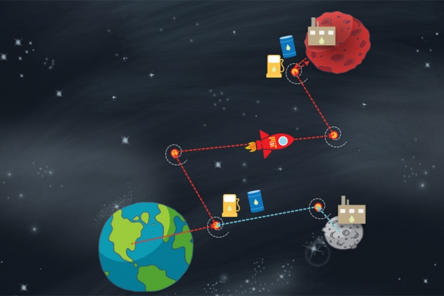 To save on weight, a detour to the moon is the best route to Mars