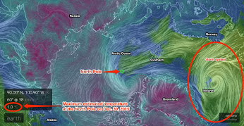 One of the most powerful N. Atlantic storms on record builds 55-ft waves and brings winter melting to North Pole