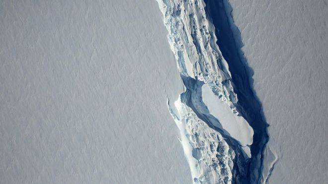 [:eu]¿Qué pasará cuando se desprenda el inmenso iceberg de la plataforma Larsen C en Antártica?[:]